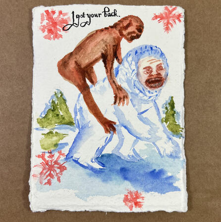 Snow Monkey Custom Card Watercolor Calligraphy Snow Monkey Custom Card Watercolor Calligraphy